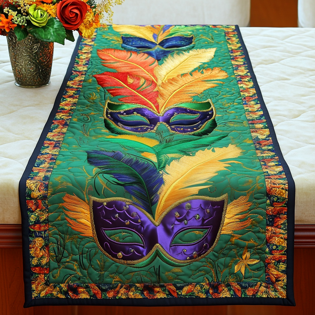 Feather Elegance Quilted Table Runner NCU0NT3477