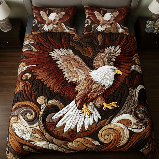 Feather Gold 3-Piece Quilted Bedding Set NCU0VH1730