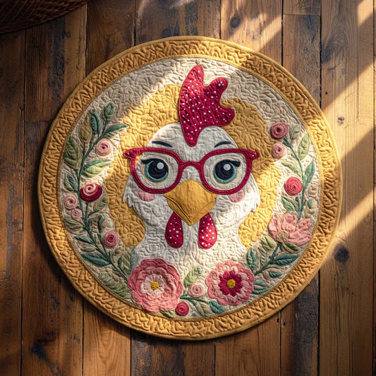 Feather Patch Quilted Round Mat NCU0XD027