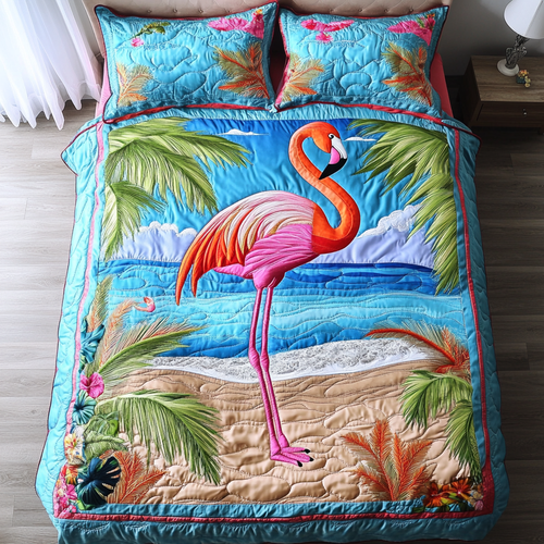 Feathered Beauty 3-Piece Quilted Bedding Set NCU0DK6795
