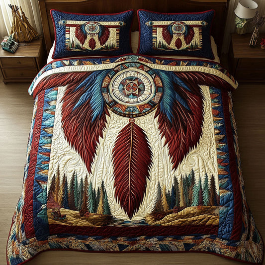 Feathered Blessing 3-Piece Quilted Bedding Set NCU0PT7384