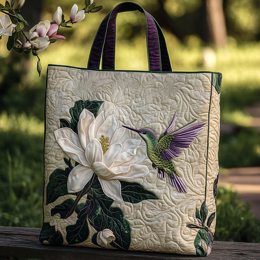 Feathered Blossom Quilted Tote Bag NCU0PT7946