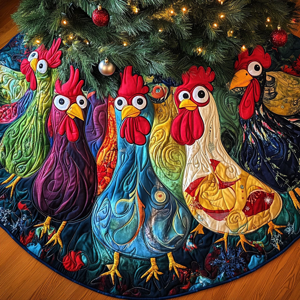 Feathered Cheer Quilted Christmas Tree Skirt NCU0PT2272
