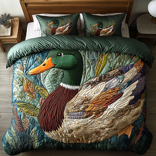 Feathered Comfort 3-Piece Quilted Bedding Set NCU0VH2297