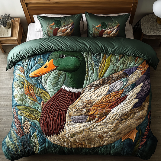 Feathered Comfort 3-Piece Quilted Bedding Set NCU0VH2297