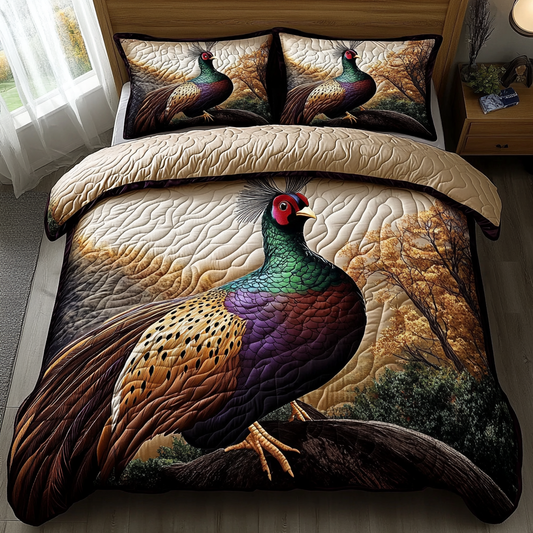 Feathered Elegance 3-Piece Quilted Bedding Set NCU0VH2519