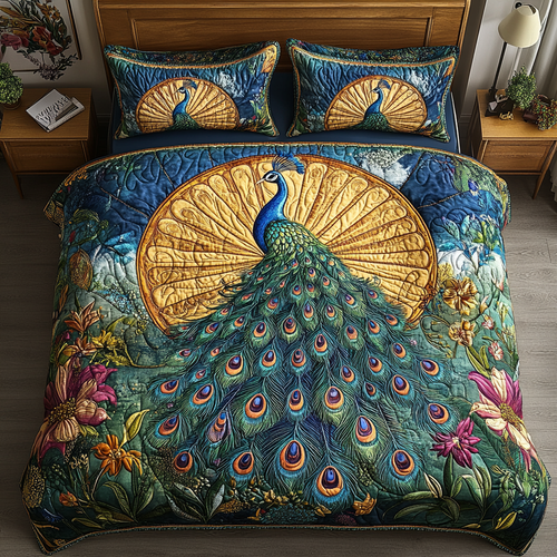 Feathered Elegance 3-Piece Quilted Bedding Set NCU0VH2747