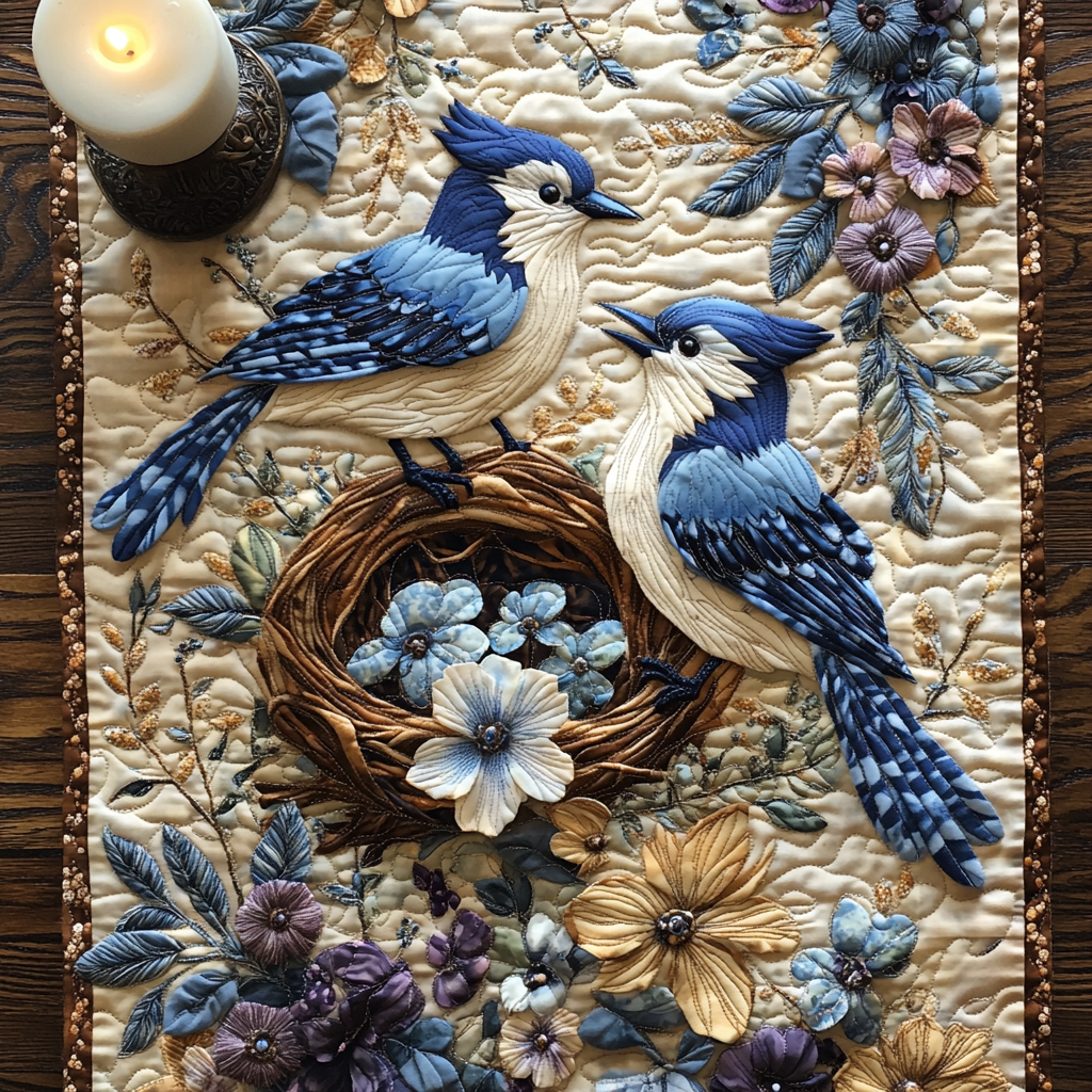 Feathered Elegance Quilted Table Runner NCU0DV4719
