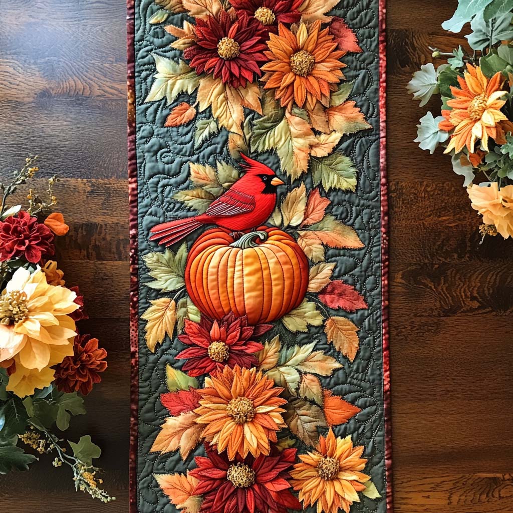 Feathered Fall Path Quilted Table Runner NCU0NT8777