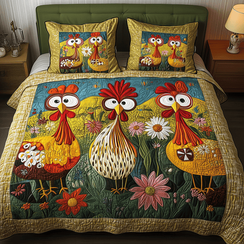 Feathered Floral Dreams 3-Piece Quilted Bedding Set NCU0TH2229