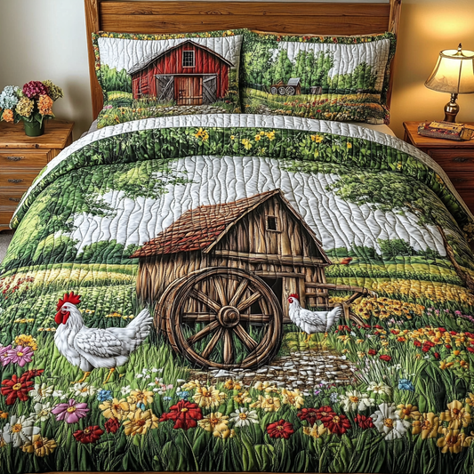 Feathered Friend 3-Piece Quilted Bedding Set NCU0DK7154