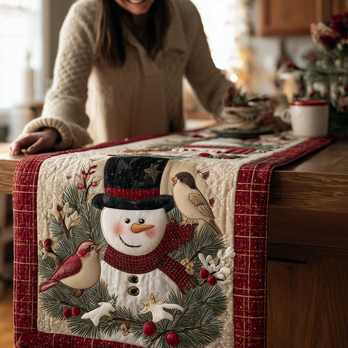 Feathered Frosty Quilted Table Runner NCU0TH3852