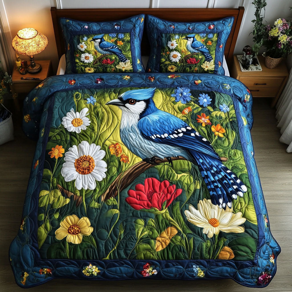 Feathered Garden 3-Piece Quilted Bedding Set NCU0PT6258