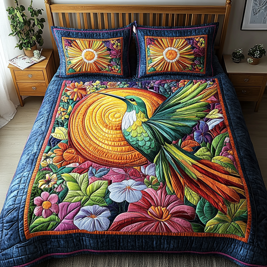 Feathered Garden 3-Piece Quilted Bedding Set NCU0VL2156