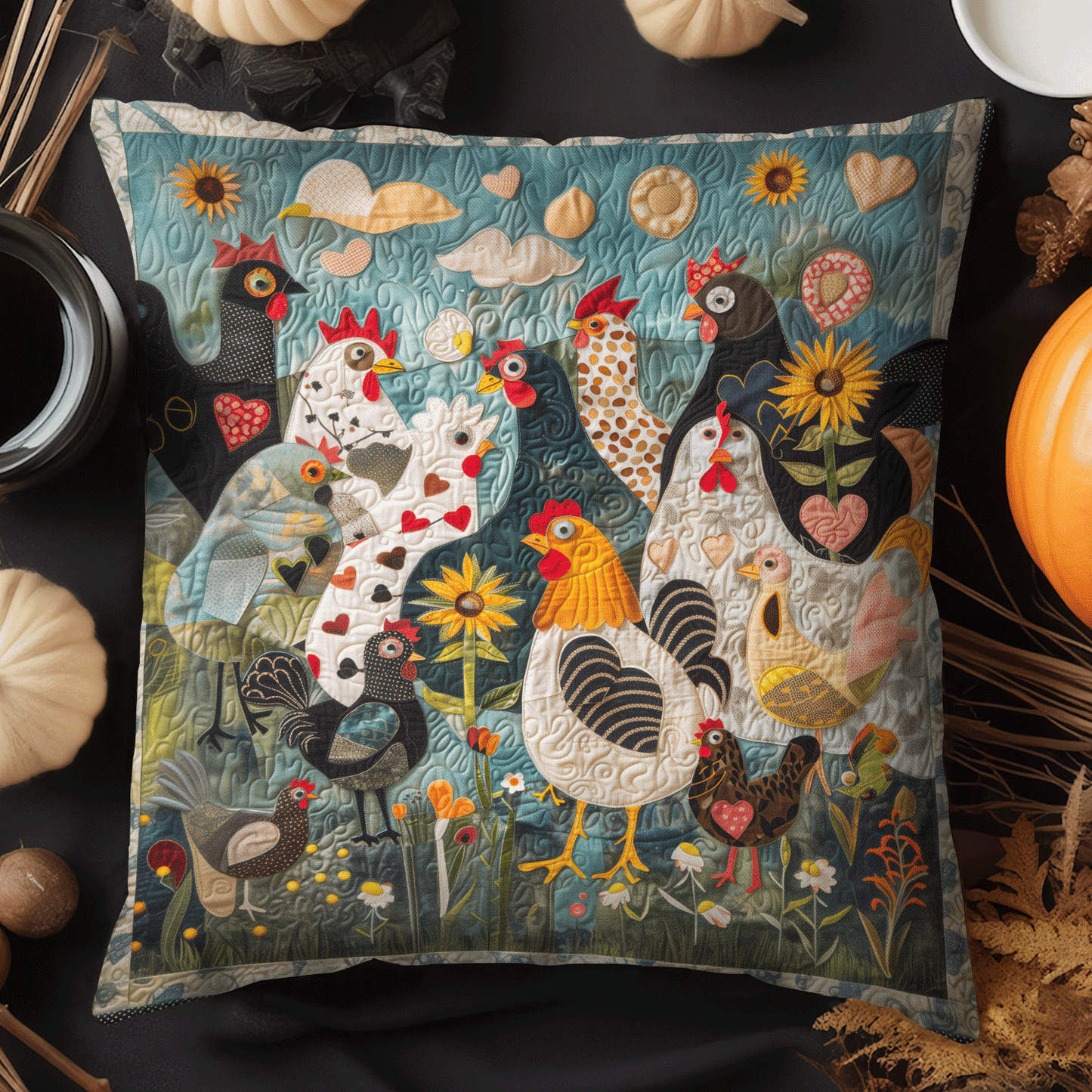 Feathered Garden Quilted Pillow Case NCU0TH1202