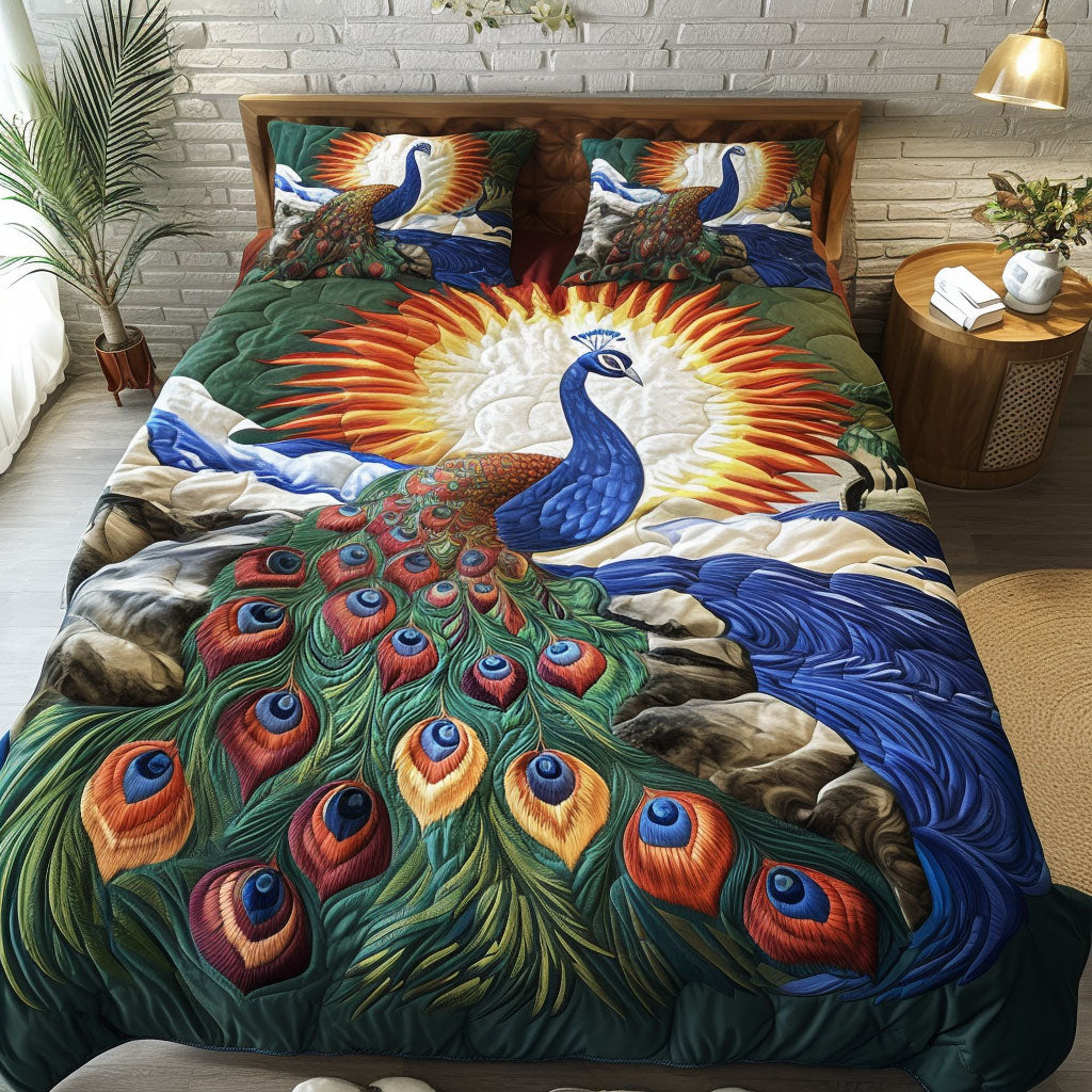 Feathered Glory in Nature 3-Piece Quilted Bedding Set NCU0PT5938