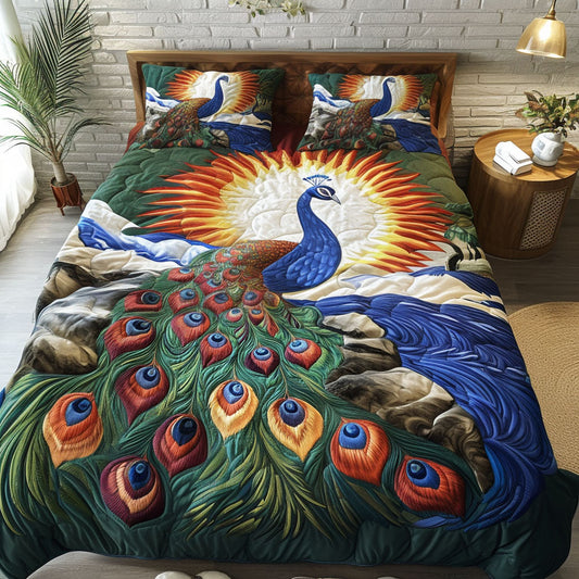 Feathered Glory in Nature 3-Piece Quilted Bedding Set NCU0PT5938