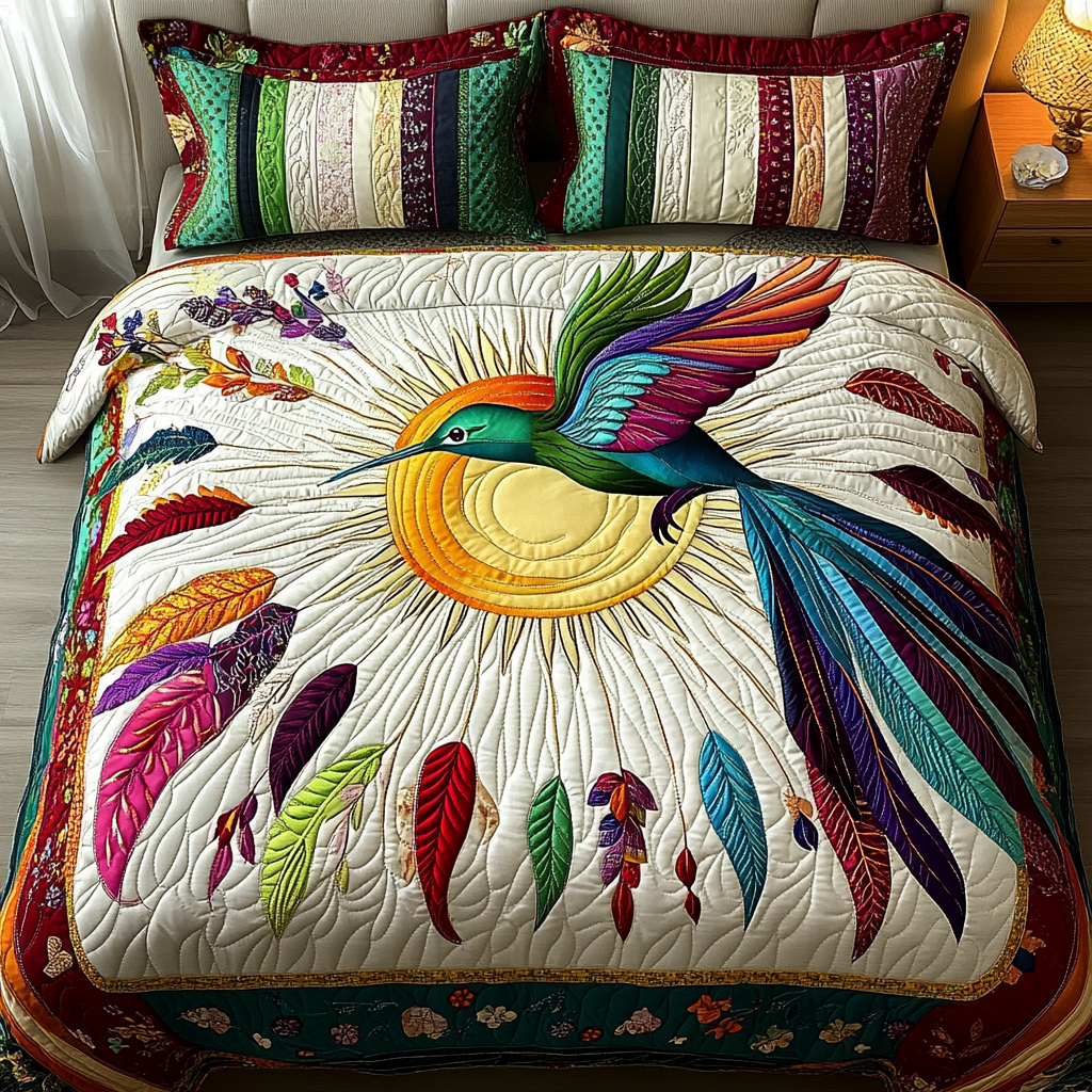 Feathered Grace 3-Piece Quilted Bedding Set NCU0VL921