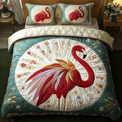 Feathered Grace 3-Piece Quilted Bedding Set NCU0DV3063