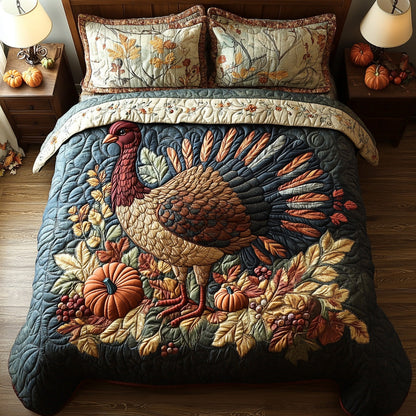 Feathered Harvest 3-Piece Quilted Bedding Set NCU0DV7223