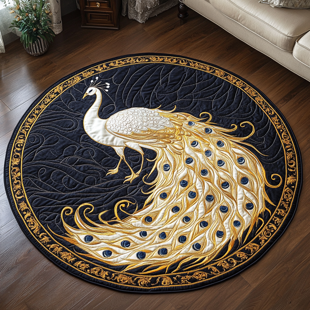 Feathered Jewel Quilted Round Mat NCU0DK5405