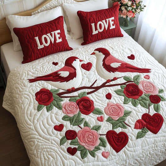 Feathered Love 3-Piece Quilted Bedding Set NCU0PT2906