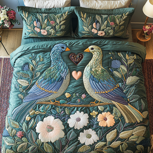 Feathered Love 3-Piece Quilted Bedding Set NCU0VH3318