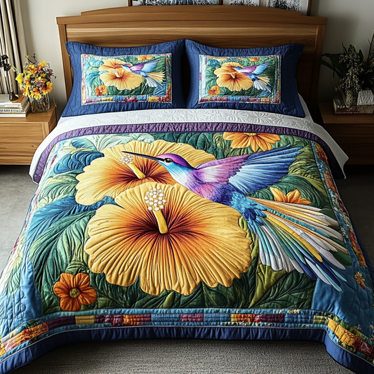 Feathered Paradise 3-Piece Quilted Bedding Set NCU0VL2150