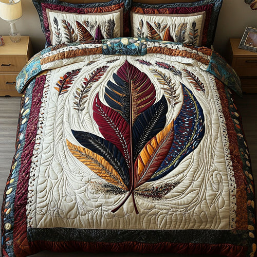 Feathered Peace 3-Piece Quilted Bedding Set NCU0PT7386