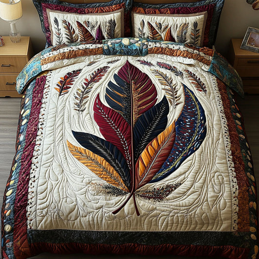 Feathered Peace 3-Piece Quilted Bedding Set NCU0PT7386