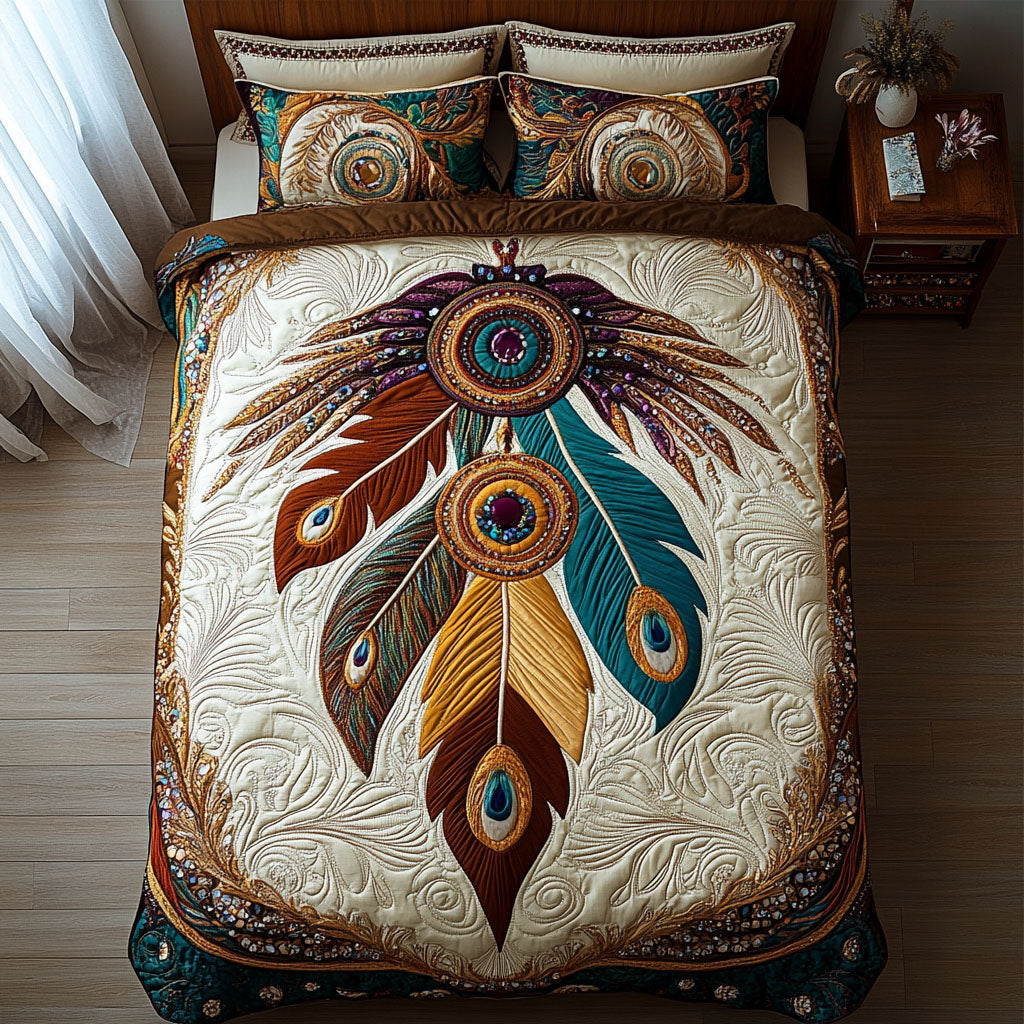 Feathered Reverie 3-Piece Quilted Bedding Set NCU0PT3831