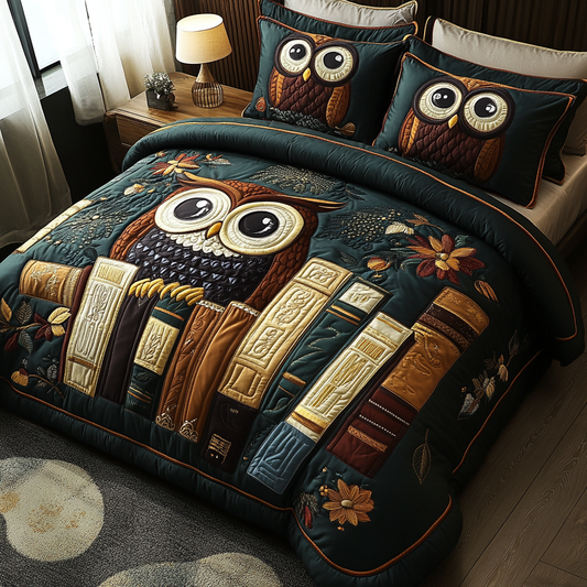 Feathered Scholar 3-Piece Quilted Bedding Set NCU0DV5768