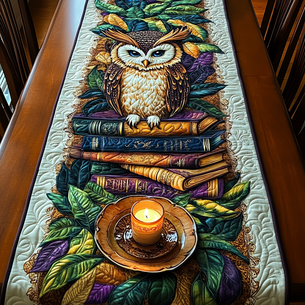 Feathered Scholar Quilted Table Runner NCU0DK5074