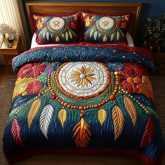 Feathered Serenity 3-Piece Quilted Bedding Set NCU0DV3446