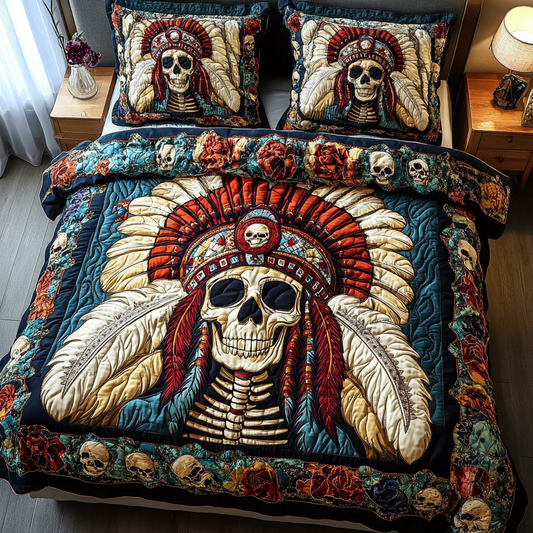 Feathered Skull 3-Piece Quilted Bedding Set NCU0VH2770