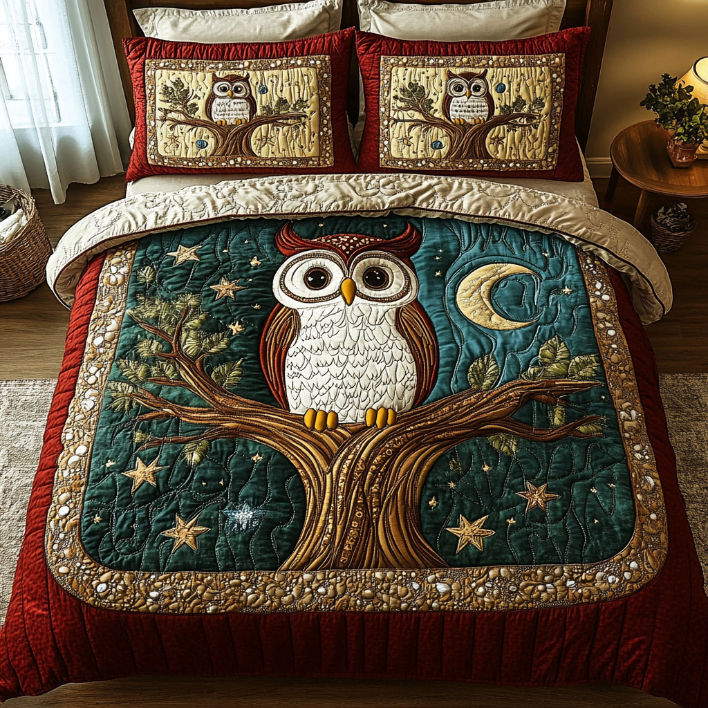 Feathered Wisdom 3-Piece Quilted Bedding Set NCU0DK2443