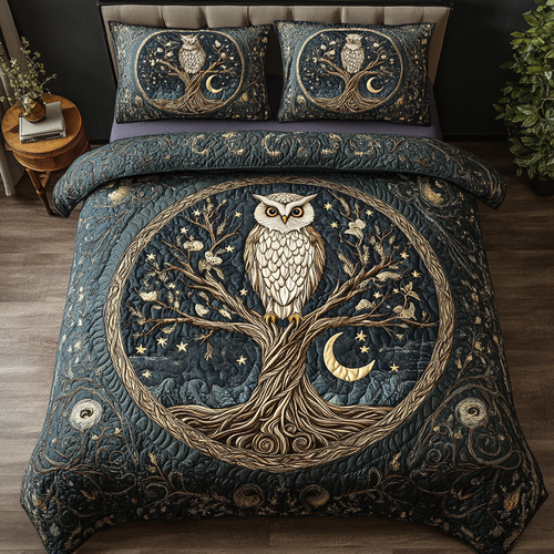 Feathered Wisdom 3-Piece Quilted Bedding Set NCU0DK2841