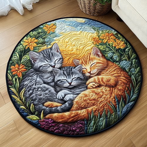 Feline Dreaming Quilted Round Mat NCU0VH4616