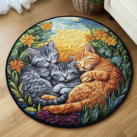 Feline Dreaming Quilted Round Mat NCU0VH4616