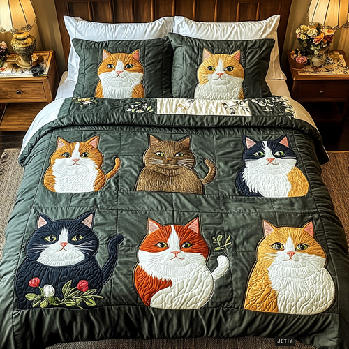 Feline Fantasy 3-Piece Quilted Bedding Set NCU0DK2362