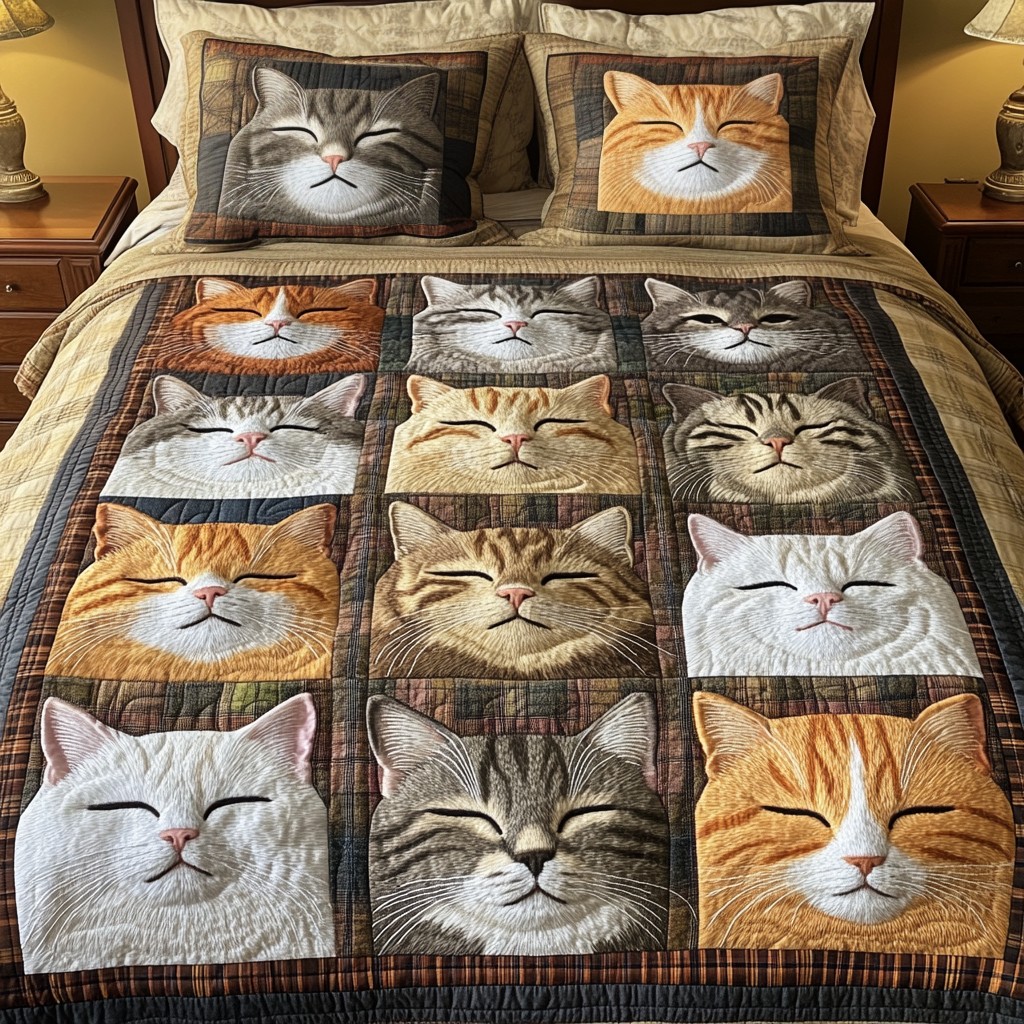 Feline Fantasy 3-Piece Quilted Bedding Set NCU0VH1910