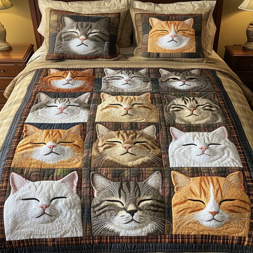 Feline Fantasy 3-Piece Quilted Bedding Set NCU0VH1910