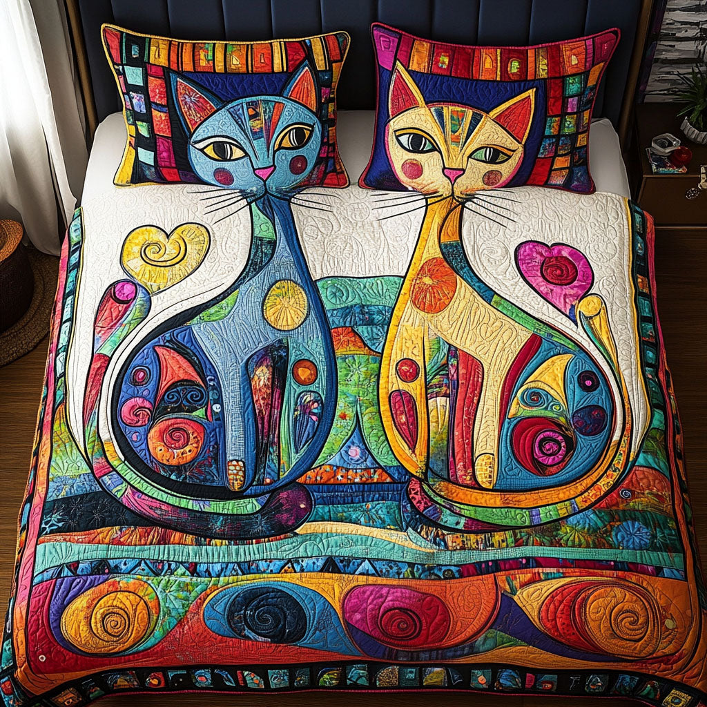 Feline Fine Love 3-Piece Quilted Bedding Set NCU0PT2981