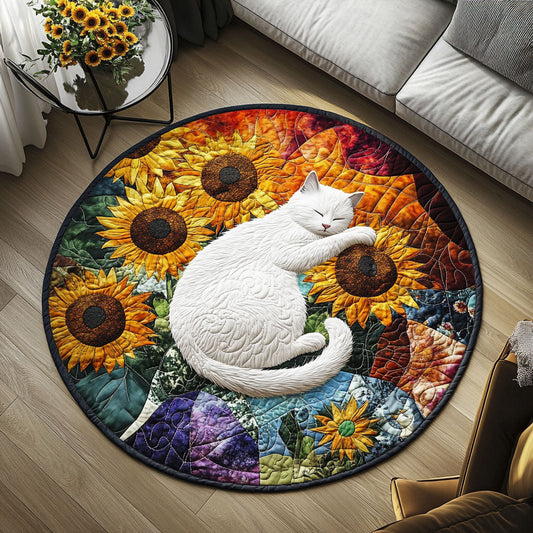 Feline Foliage Quilted Round Mat NCU0PT1126