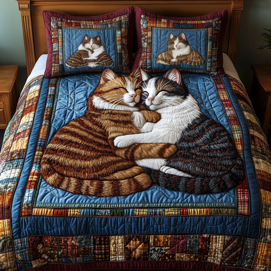 Feline Forever 3-Piece Quilted Bedding Set NCU0NT2596
