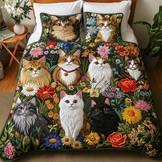 Feline Frolic 3-Piece Quilted Bedding Set NCU0PT2342