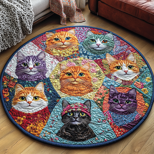 Feline Frolic Quilted Round Mat NCU0DV4224