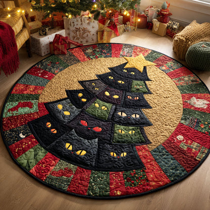 Feline Noel Tree Quilted Round Mat NCU0TV168