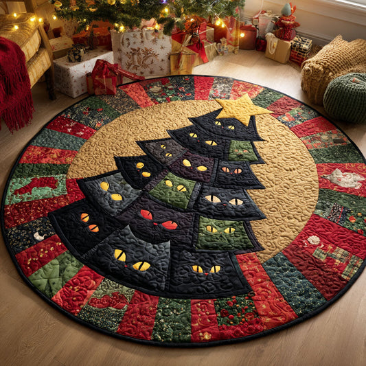 Feline Noel Tree Quilted Round Mat NCU0TV168