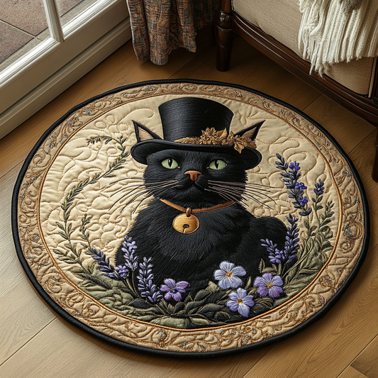 Feline Noir Quilted Round Mat NCU0DV3282